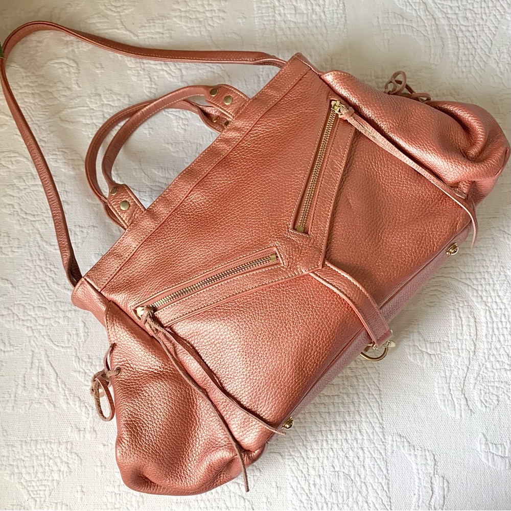 Botkier Metallic Leather Trigger Satchel Shoulder… - image 2